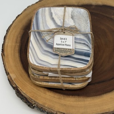 New With Tags ThirstyStone 4 Piece 5''x 7'' appetizer plates