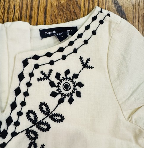 New Gap Kids White Linen Embroidered Dress Size 6-7 $ 40 - Picture 3 of 3