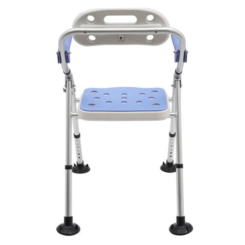 Siège de bain réglable hauteur avec dossier et bras chaise de douche pliable banc 330lbs - Photo 4 sur 15