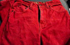 EXPRESS Women's Red Denim Straight Jeans Regular Fit Mid Rise 5-Pocket Button