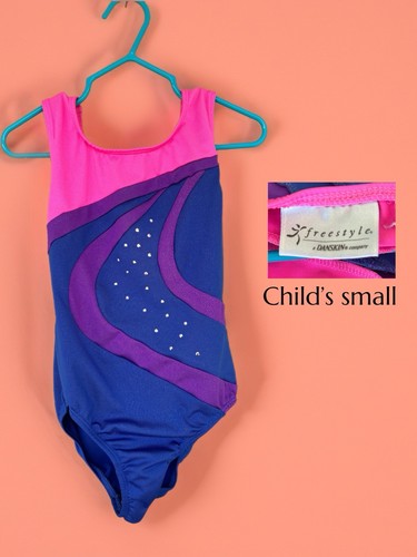 Freestyle Girls Pink Blue & Purple Sleeveless Dance Leotard, Child's Small