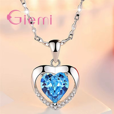 Necklace For Women Engagement Fashion Jewelry  Crystal Romantic Heart 