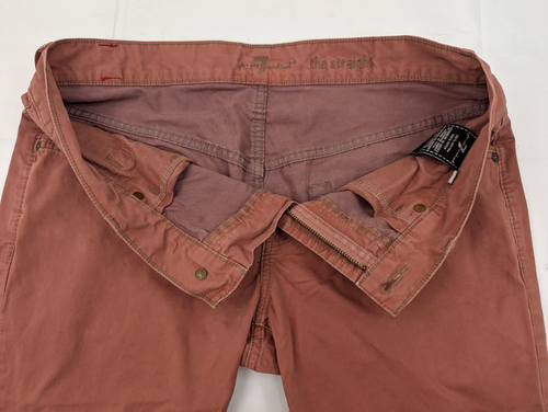 7 For All Mankind Straight Leg Dusty Pink Denim Jeans Men 33 (True 34x32) Cotton - Picture 6 of 13