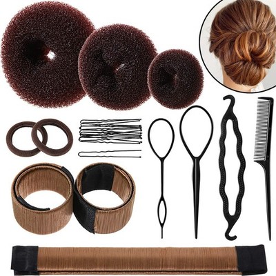WILLBOND Hair Bun Shaper Set, 3 Pcs Donut, 2 21 Piece Brown 