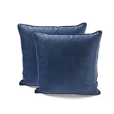 Velvet Solid Decorative Throw Pillow Covers, 2 20" x 20" Pack of 2 Navy