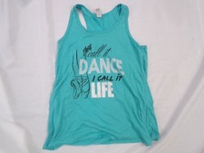 Dance Pre-Owned Bella Canvas Tank With Printed Writing Dance Teal Medium Child