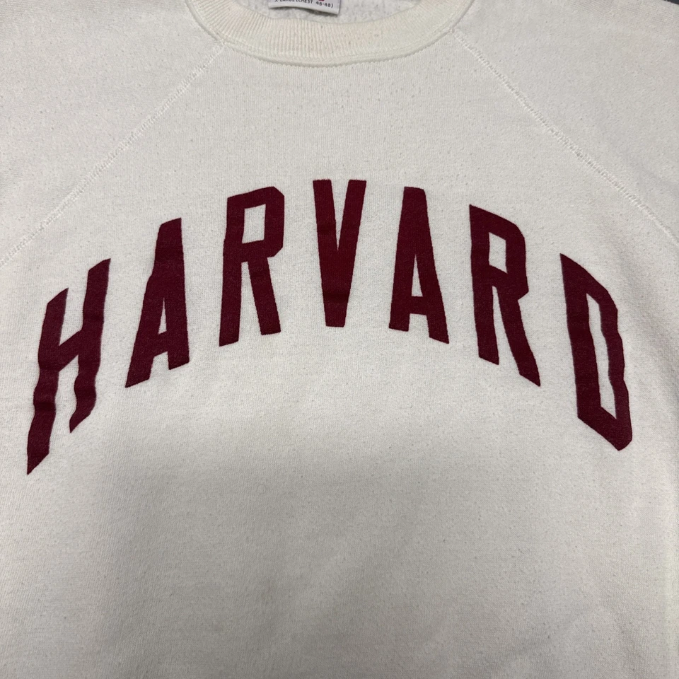 Vintage Harvard University Crewneck White Sweatshirt Bassett Walker USA XL - Image 2 of 4