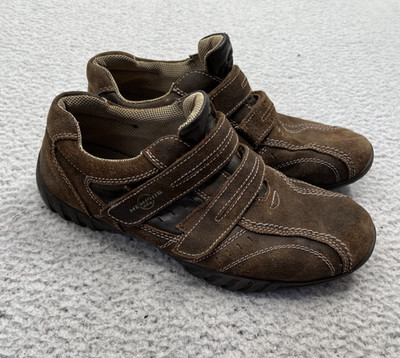 Boys Memphis One Solid Brown Leather Low Top Hook Loop Shoes Size 11