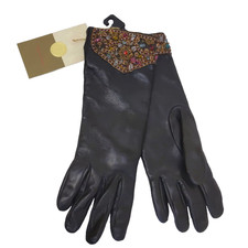 NWT TARGET Limited Ed L/XL Gloves Black Leather Beautifully Beaded Fleece Lined