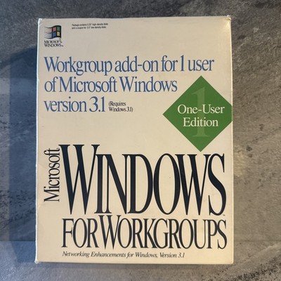 Microsoft Windows For Workgroups Windows Version 3.1 Enhancements Factory Sealed