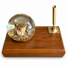 Vintage Crystal Vu Rattlesnake Head Embedment Desk Pen Holder Iminac Texas