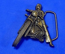 Man On Motorcycle Road Bikers Cutout Vintage Bike Rider Belt Buckle