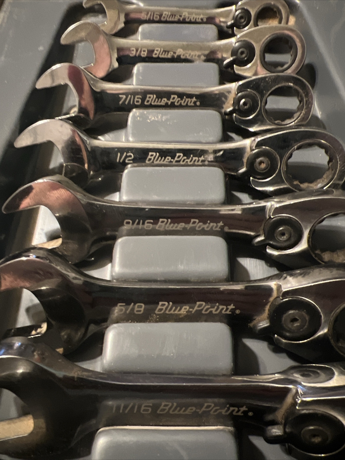 BluePoint 8 pc 12Point SAE 15° Offset Ratcheting Wrench Set (5/163/4