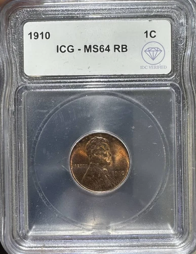 1910 Small Cents Lincoln, Wheat Ears Reverse ICG MS-64 RB IDC Verified