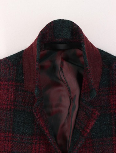 Men's 34 R Harris Tweed Bespoke Red Plaid Windowpane Made In UK Blazer Jacket - Picture 3 of 11