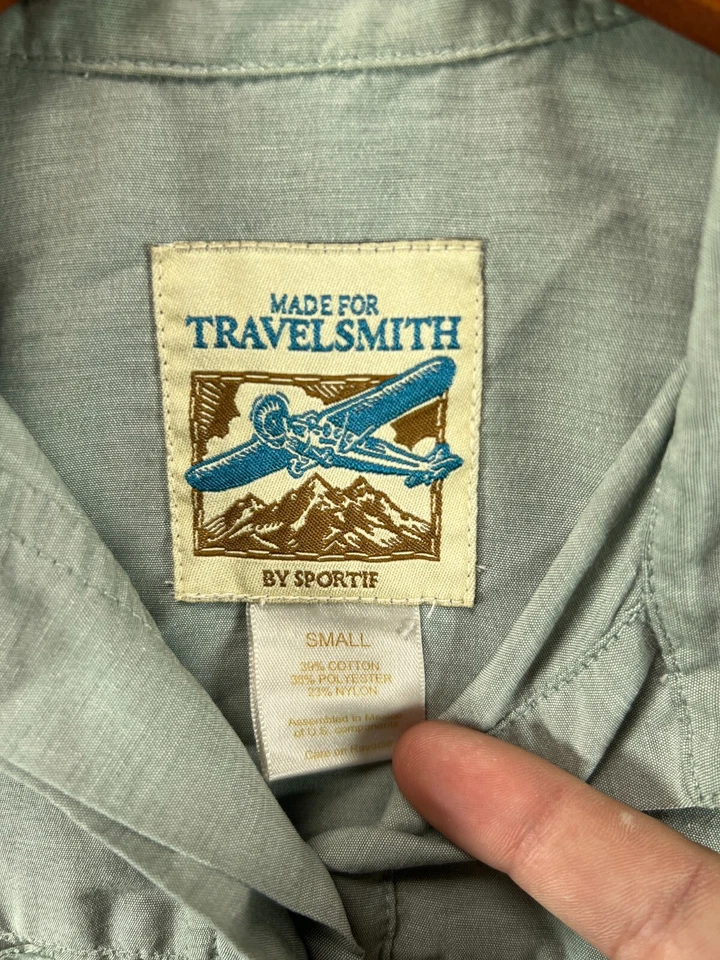 Camisa Safari TravelSmith De Colección Para Mujer Pequeña Manga Larga Verde Nylon Deportiva Foto 3 de 4