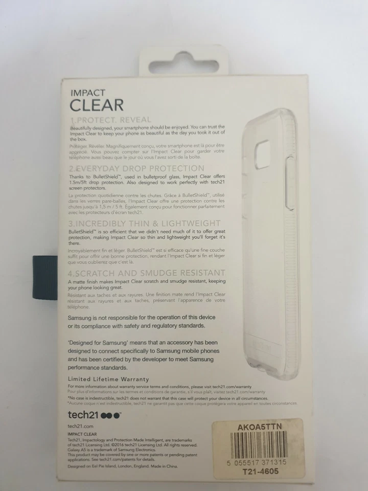 Funda transparente Tech21 Impact para Samsung Galaxy A5 2017 5 ft protección contra caídas  Foto 2 de 2