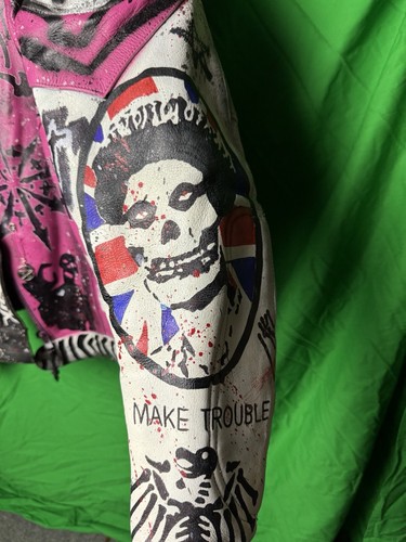 Handpainted Vintage 80s Punk Jacket Leather + Kevlar - Picture 2 of 9