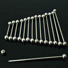 ZUNGE PIERCING STAB GERADE BARBELL BRUST HELIX INTIM EDELSTAHL SILBER HANTEL NEU