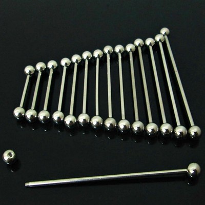 ZUNGE PIERCING STAB GERADE BARBELL BRUST HELIX INTIM EDELSTAHL SILBER HANTEL NEU