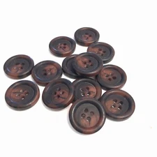 24 Buttons Mottled Swirl Dark Brown Matte Plastic Sewing 4-Hole 20 mm #BR00
