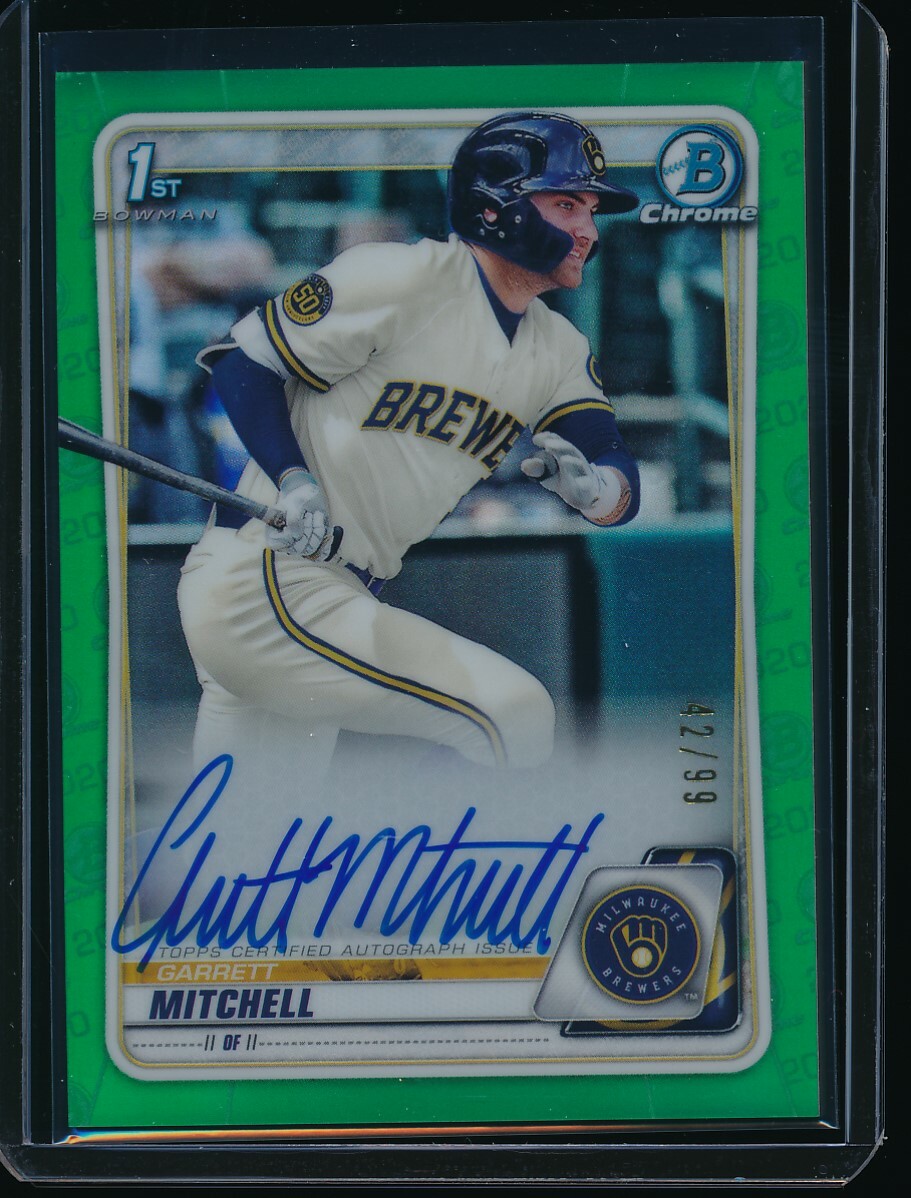 GARRETT MITCHELL AUTO 2020 Bowman Chrome Draft Autograph GREEN REFRACTOR #/99 RC