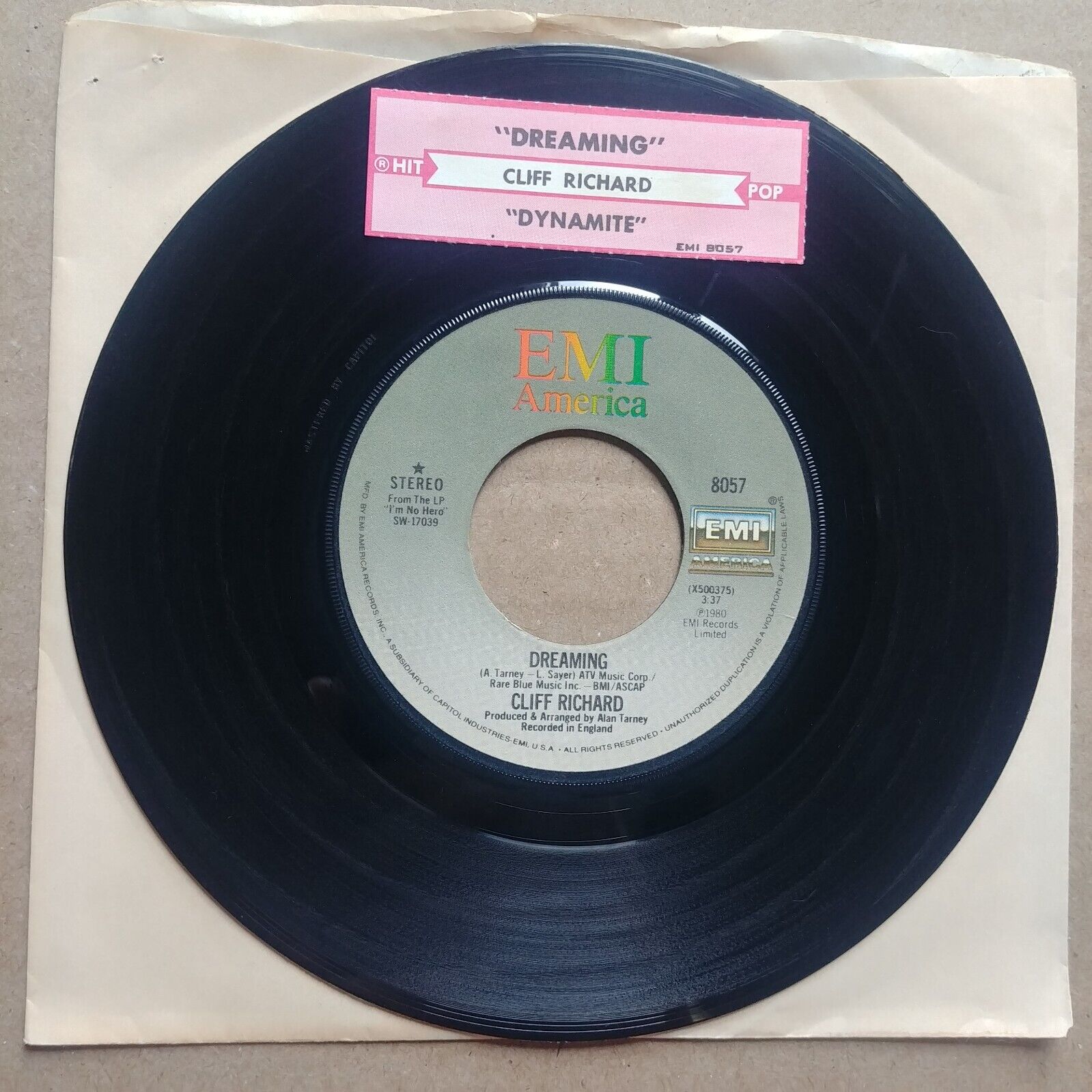 CLIFF RICHARD Dynamite/Dreaming 45 7" POP ROCK Record Vinyl Records 1980