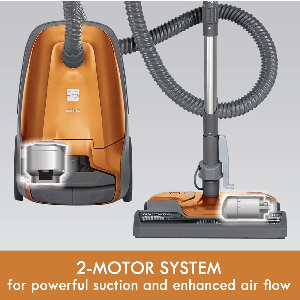 Kenmore 200 Series Bagged Canister Vacuum Cleaner Powerful 2-Totor 2.2L Capacity - Image 3 of 4