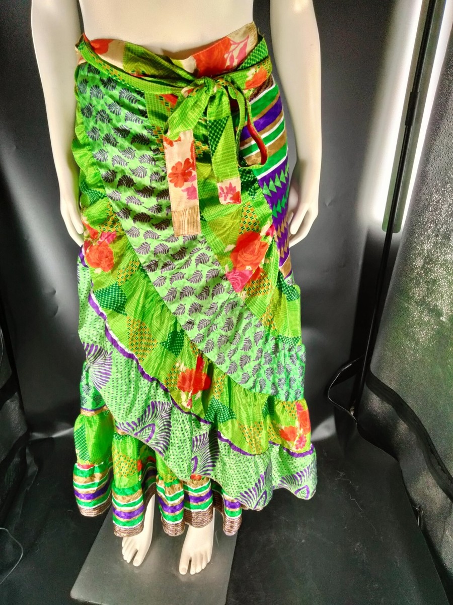 Unbranded Silk Colorful Wrap Skirt Boho Gypsy, Festival Ruffled Plus  12-