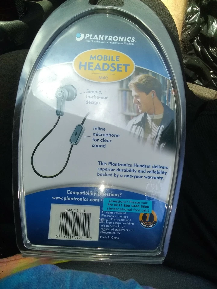 Plantronics M40 Headset E1 BLACK (IL/RT5-64611-11-NIB) New In Box - Image 2 of 2