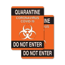 (2 Pack) Quarantine Do Not Enter 2 OSHA Notice Sign Decal Metal Plastic