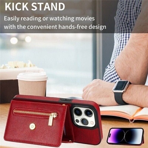 Leather Card Holder Phone Case For iPhone 16 15 14 13 12 11 Pro Max XR XS 7 8 SE - 第 41/76 張圖片