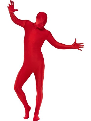 red second 2nd skin full body gimp suit/jumpsuit fancy dress