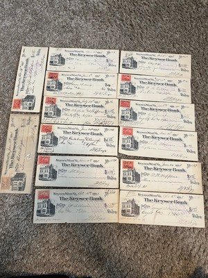 Vintage Keyser Bank WV Branch signed￼ Check stamps lot of 14 Late 1800s
