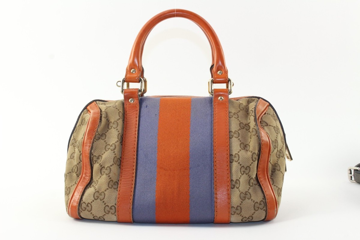 GUCCI Monogram Vintage Web Small Boston Orange Blue 6GK1226K | eBay