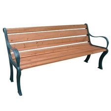 PANCHINA DA ESTERNO GIARDINO PANCA IN GHISA DOGHE LEGNO NATURALE CON BRACCIOLI