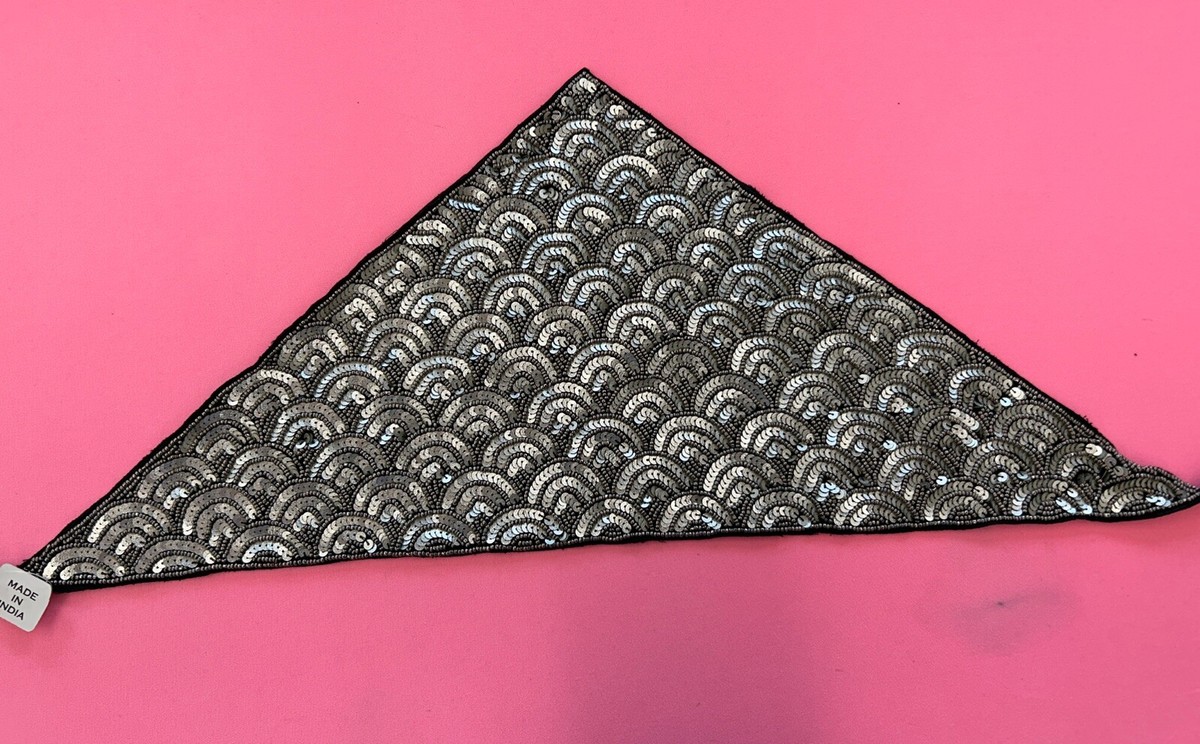 Head Bandana. Silver Sequins & Gray Beads. Hook & Eye Closer  display picture 2