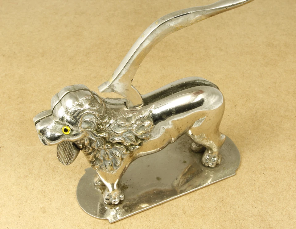 Vintage Lion Nickel Plated Bronze Nutcracker - Image 3 of 4
