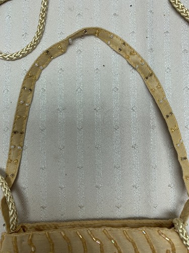 Valerie Stevens Beaded Boho Chic Gold Sequined Handbag 6 1/2” X 5” Party Evening - Picture 4 of 9