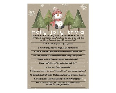 Snow Much Fun Trivia Game Holiday Party Activity with Movie and Song Question...