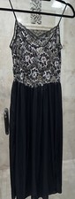 Vintage Undercover Wear Women's L Nightgown Black Nylon Full Sweep Lace Bodice