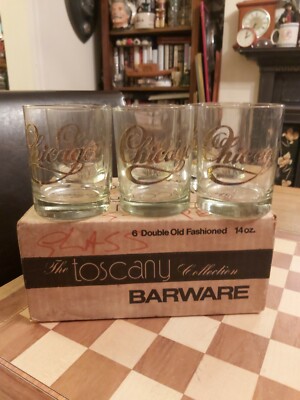 Vintage Set 6 Becher Gläser Chicago Toscany Collection Double Old Fashioned