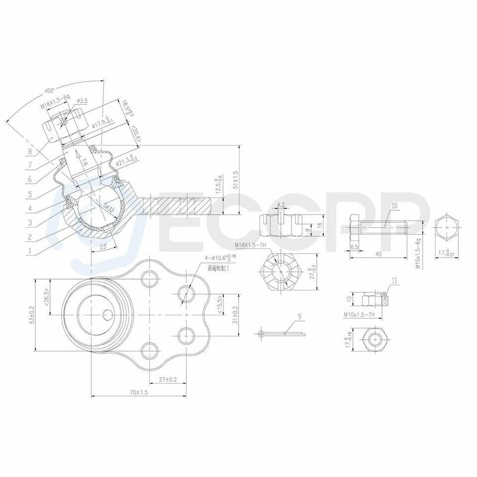Se adapta a Dodge Durango Dakota 2000 2001 2002 2003 2x2 rótula Tierod kit de barra estabilizadora Foto 3 de 4