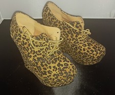 Delicacy leopard print heels womens sz 10 wedge platform lace up