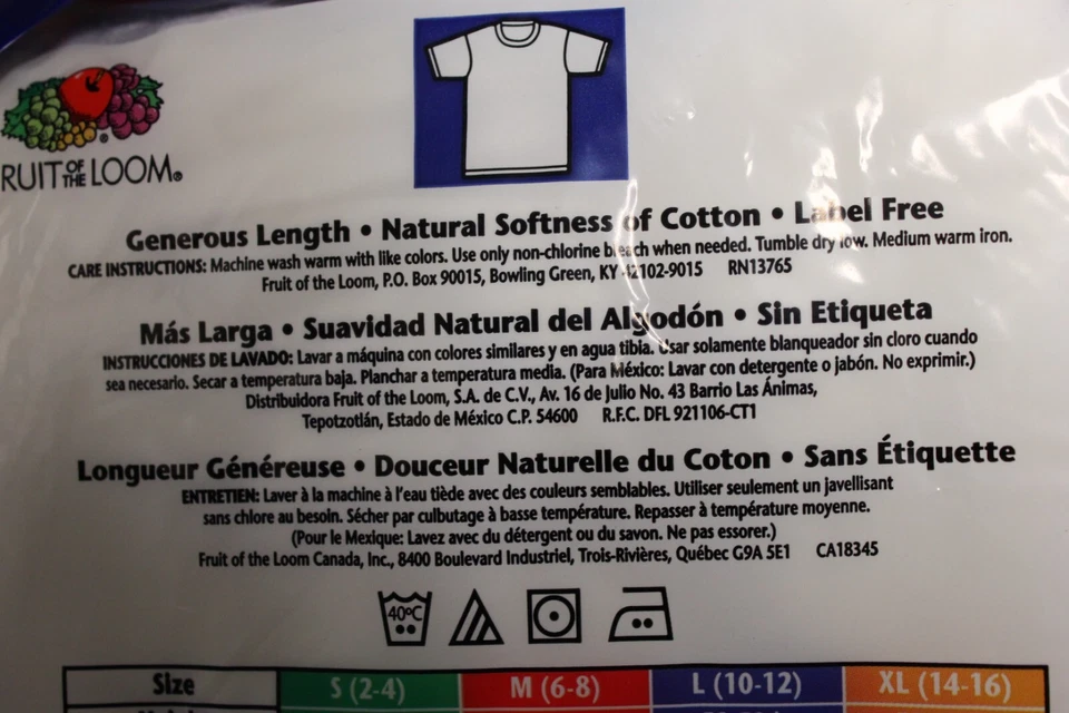 3 Pack of Fruit of the Loom Boys' Cotton T-Shirt -XLarge 14-16 T White H-59-64" - Image 4 of 4