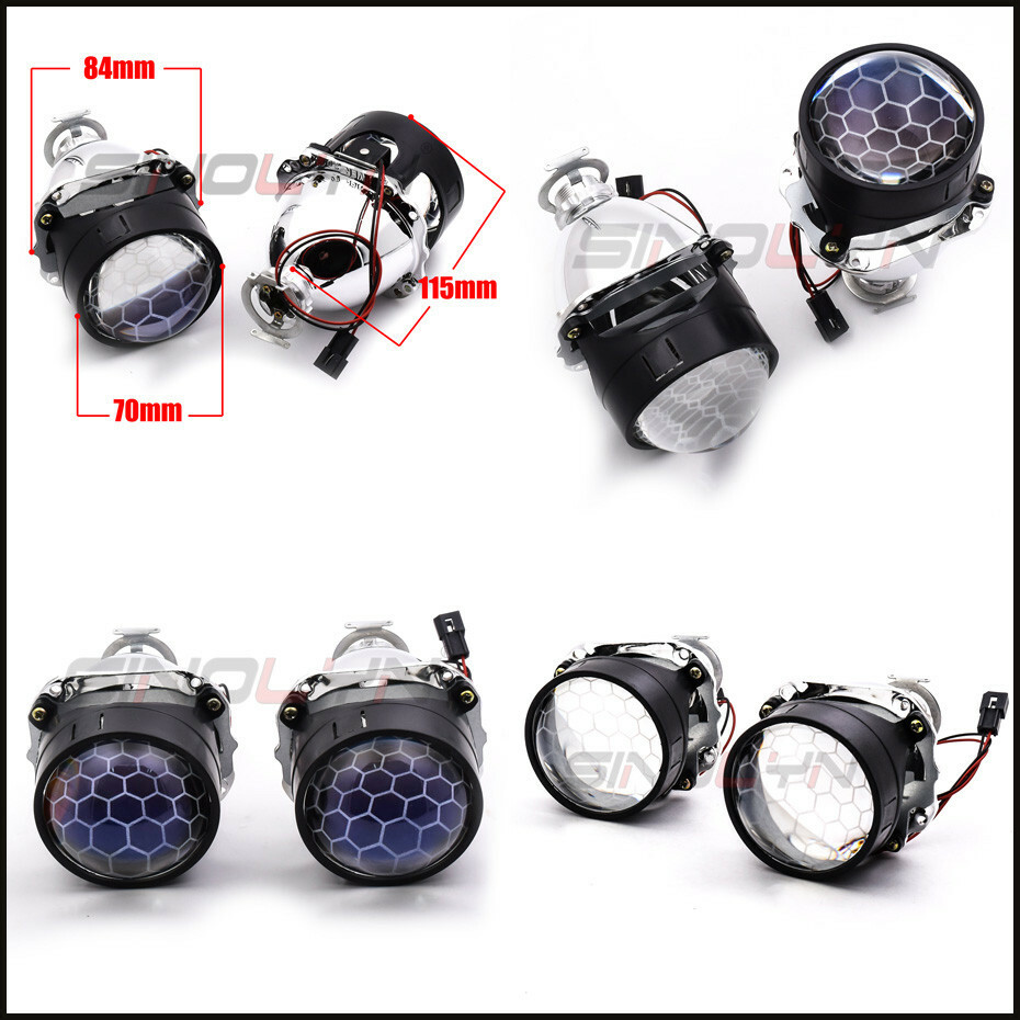AILEO 2.5 inch Bi-Xenon HID Projector Lens H4 H7 H11 Car Retrofit Styling Use H1 light Universal (Silver Shroud with White Angel Eyes