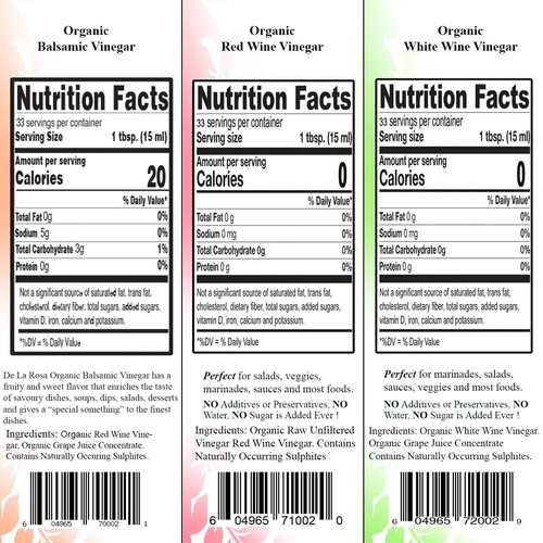 De La Rosa Organic White Wine, Red Wine & Balsamic Vinegar, 16.9 Oz (Pack of 3) - Imagen 6 de 8