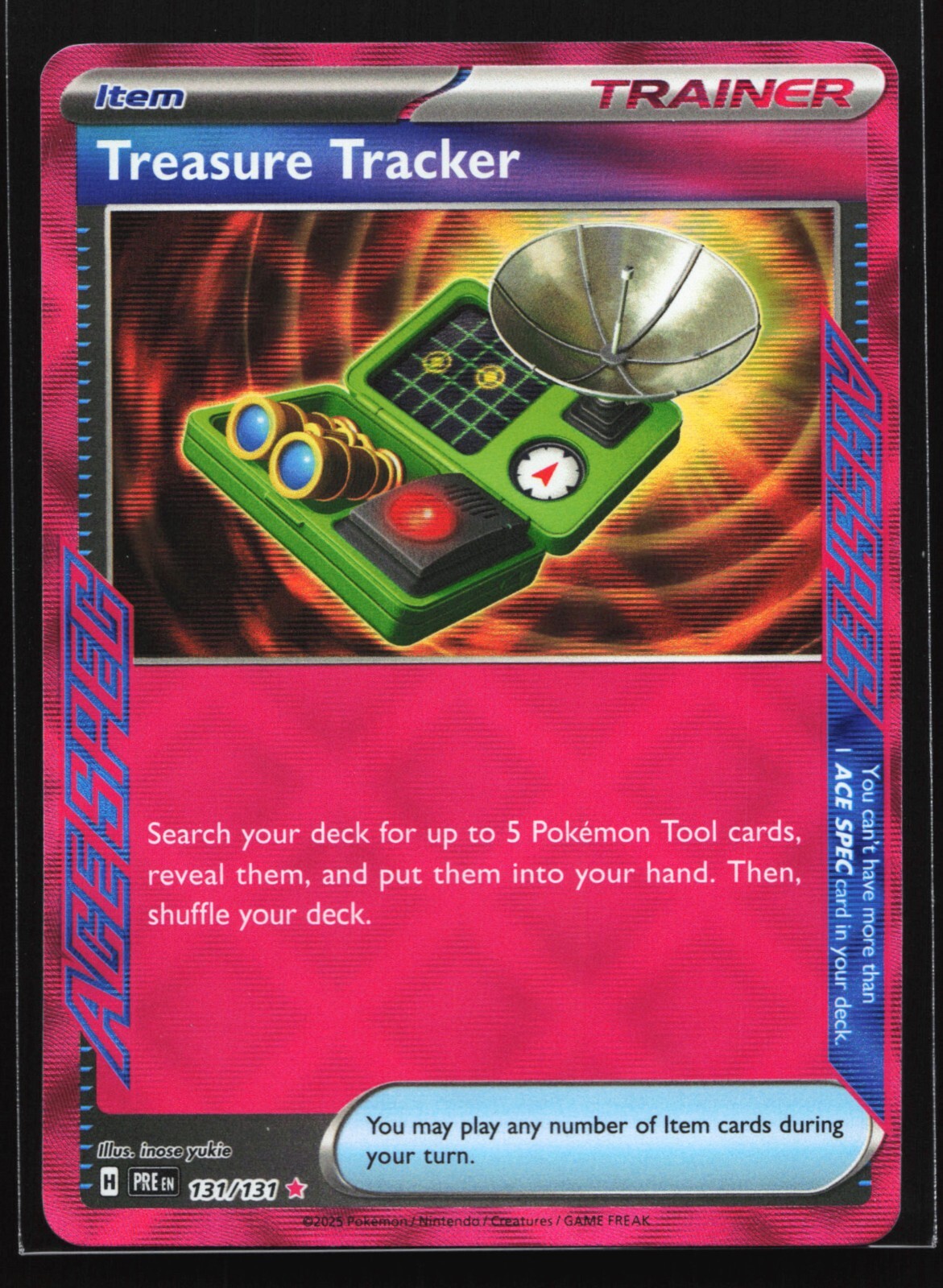 Pokemon Treasure Tracker 131/131 Prismatic Evolutions ACE SPEC Holo Rare NM