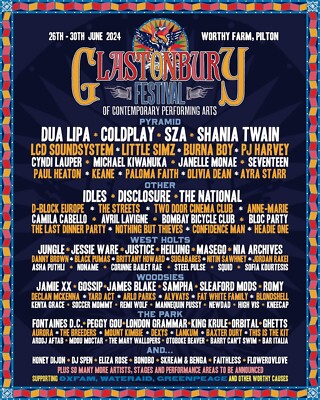 MUSIC FESTIVAL COLDPLAY POP ROCK MUSIC SINGER GROUP POSTER, BARGAIN 1 DUA LIPA,1
