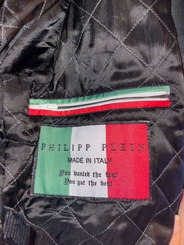Philipp Plein Leather Jacket Mens XL Black - Picture 12 of 13